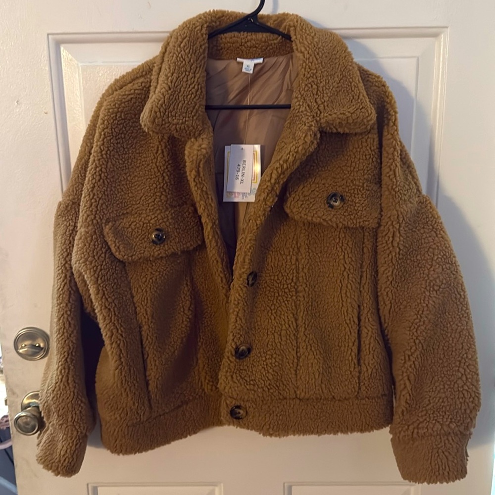 LuLaRoe Berlin Tan Sherpa Teddy Coat Women's Size XL NWT‎